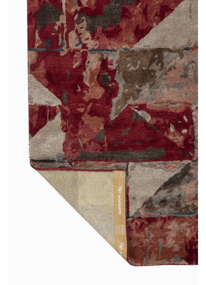genesis red and orange wool and viscose hand tufted Rug - Backing Shot genesis red and orange wool and viscose hand tufted Rug - Backing Shot